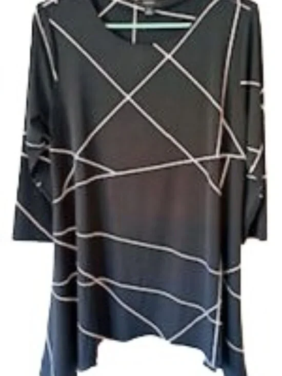 Alfani Tunic Top Womens Size M Black and White 3/4 Length Sleeves NEW WITH TAGS - Picture 4 of 10